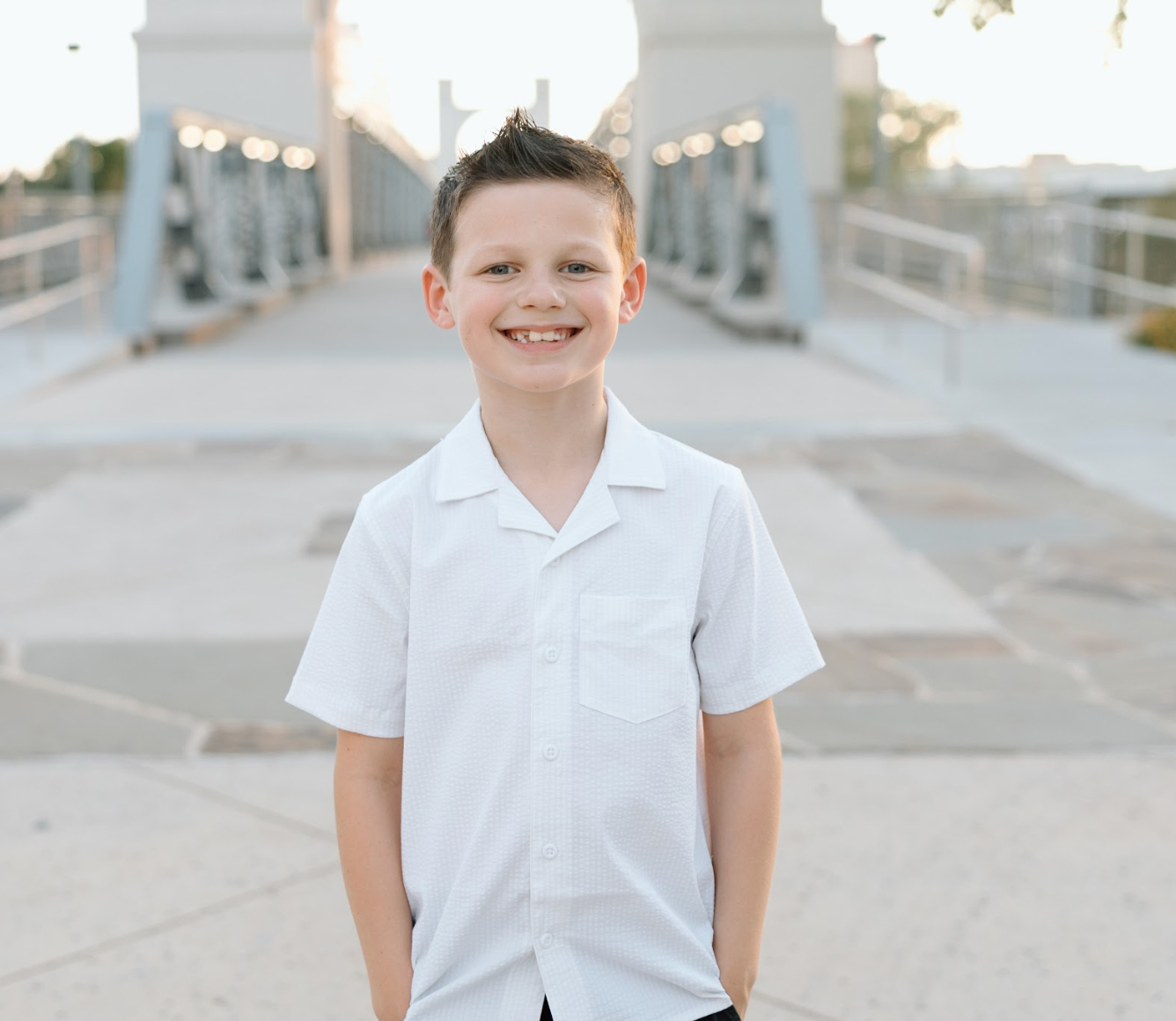 Smiling young boy with healthy teeth after children's dental visit